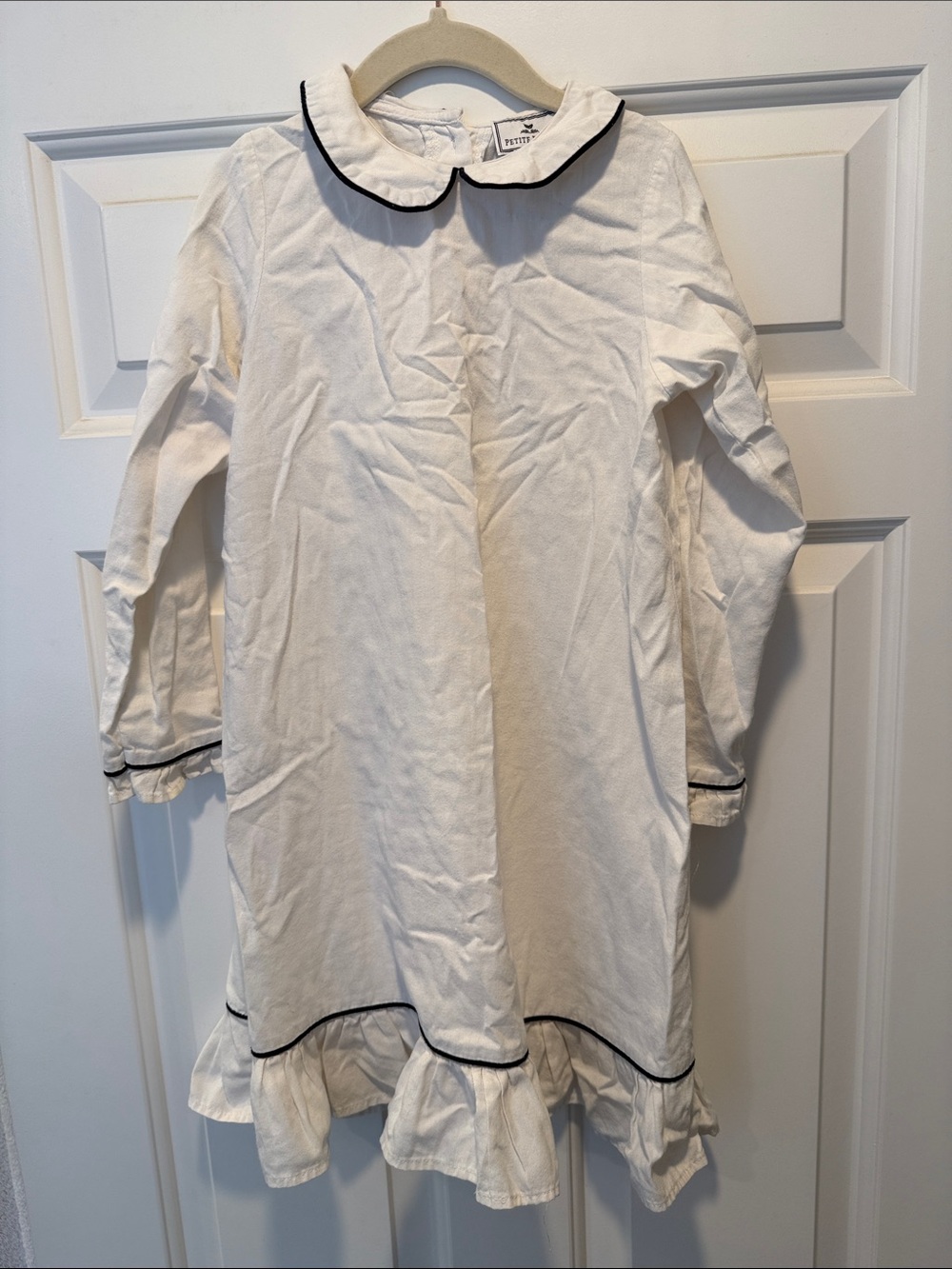 Petite Plume Victoria Girls Cotton Nightgown White with Black Trim 5
